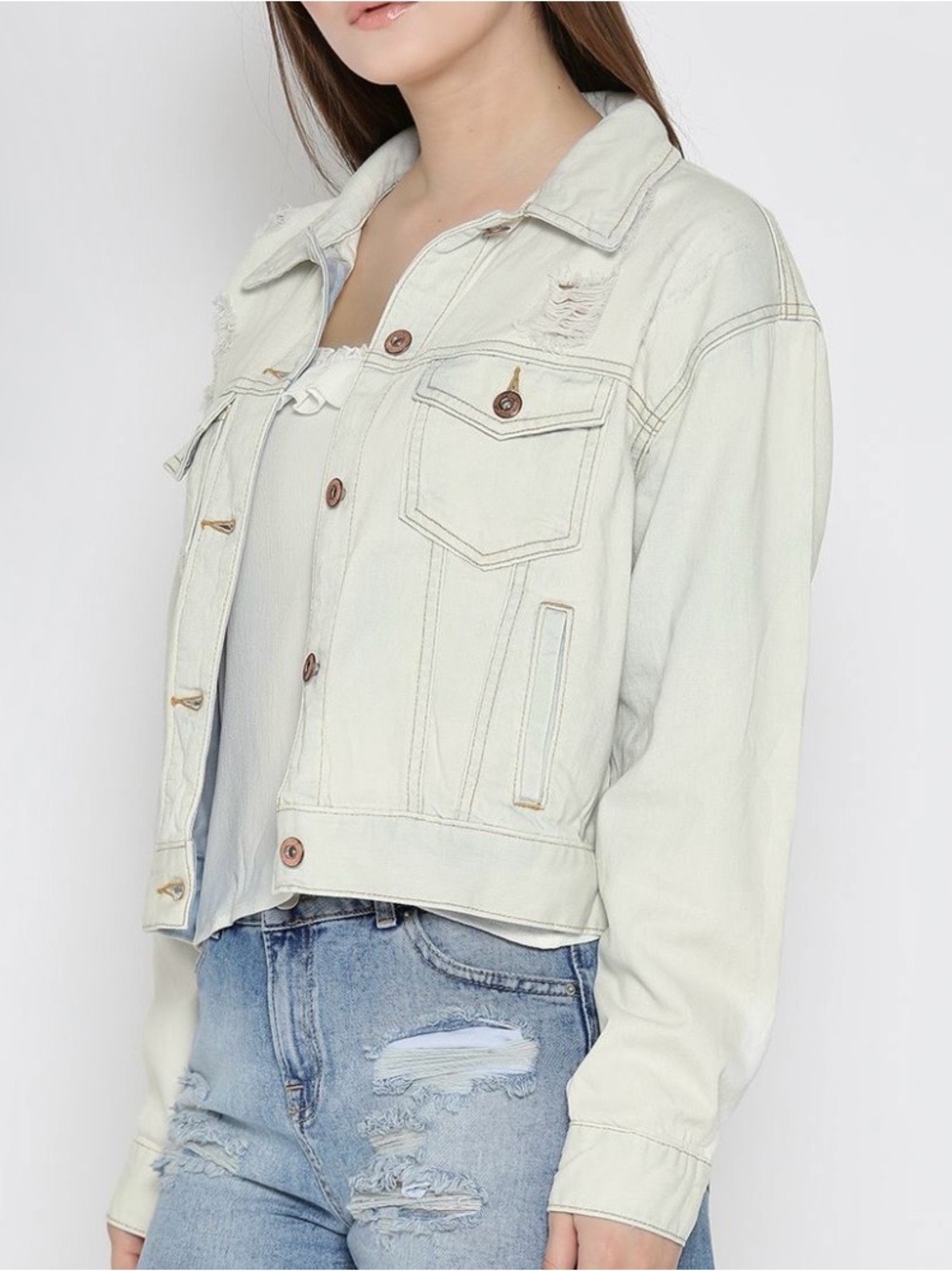 F21 Distressed Denim Jacket